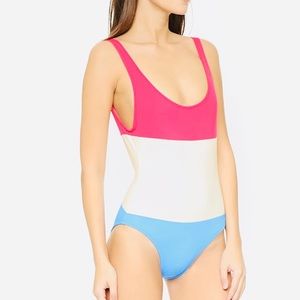 Solid & Striped color block bathing suit